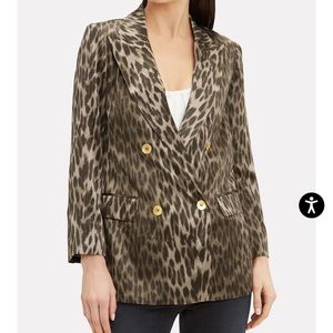 L’Agence Taryn Leopard Print Silk Blazer